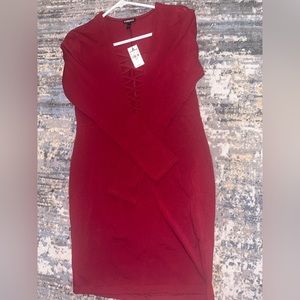 Express Body con laced up front dress